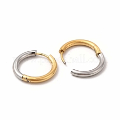 女性用ツートンカラー 304 ステンレススチール ハギーフープピアス  ゴールデン·ステンレス鋼色  18x19x2.5mm  ピン：1mm&nbsp;EJEW-C011-07C
