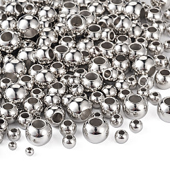 250 個 5 スタイル CCB プラスチックヨーロッパビーズ  大穴ビーズ  ラウンド  プラチナ  3.8~12x3~9.8mm  穴：1.8~5.8mm  50個/スタイル&nbsp;CCB-TA0001-07