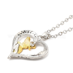 Heart with Word Best Wishes Zinc Alloy Pendant Necklaces for Christmas&nbsp;NJEW-M203-02B-GP