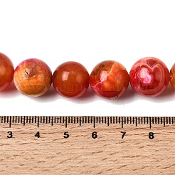 天然石瑪瑙ビーズ連売り  スムーズなラウンド  染め＆加熱  オレンジ  14~14.5mm  穴：1.2mm  約28個/連  15.35''~15.75''（39~40センチメートル）&nbsp;G-Z145-B01-14mm-A