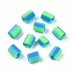 手作り樹脂粘土ビーズ  3トーン  コラム  ミディアムスプリンググリーン  5x2.5~6.5mm  穴：1.8mm&nbsp;CLAY-N011-50A-08