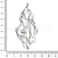 テクスチャ加工された304ステンレススチールの大きなペンダント  ナゲットチャーム  ステンレス鋼色  70x35x2.5mm  穴：6.5x4mm&nbsp;STAS-F340-06P