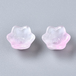 透明なツートンカラーのスプレー塗装ガラスビーズ  花  ピンク  7x11.5x11.5mm  穴：1.2mm&nbsp;GLAA-Q089-002B-008