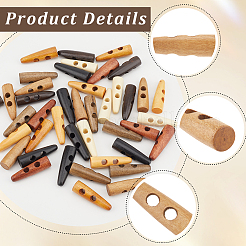 48Pcs 8 Colors 2-Hole Wood Buttons&nbsp;WOOD-GF0002-35A