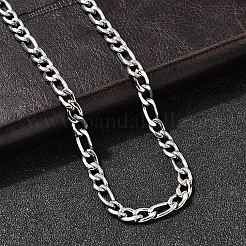5mm 304ステンレススチール製フィガロチェーンネックレス（女性用）  PVD真空メッキ  長持ちメッキ  変色しない  ステンレス鋼色  23.82インチ（60.5cm）&nbsp;NJEW-B134-07A-P