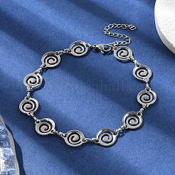 304ステンレススチール製ボルテックスリンクブレスレット（男女兼用）  ステンレス鋼色  8-1/2インチ（21.5cm）&nbsp;BJEW-D042-27P