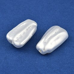 ガラスの輪郭の真珠ビーズ  パールカラーの  台形  ホワイト  27x14.5~15x9~10mm  穴：1~1.2mm&nbsp;HY-Z001-11