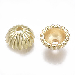 Ccbプラスチックビーズキャップ  花  マルチ花弁  ライトゴールド  9x4.5mm  穴：2mm  内径：4.5mm&nbsp;CCB-T006-102KC