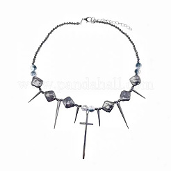 201 Stainless Steel with CCB Plastic Spiked Cross Pendant Choker Necklaces for Men&nbsp;FS-WG8A346-01