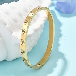 女性用304ステンレススチールラインストーンバングル  ハート  イオンプレーティング（ip）  18KGP本金メッキ  内径：2x2-3/8インチ（5x6cm）&nbsp;BJEW-Z092-15G