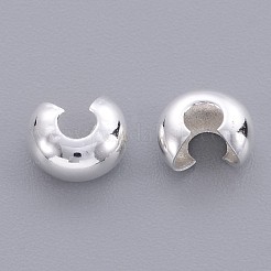 真鍮製つぶし玉カバーカシメ玉カバー  ラウンド  銀色のメッキ  直径約5mm  厚さ4mm  穴：2mm&nbsp;X-EC266-2S