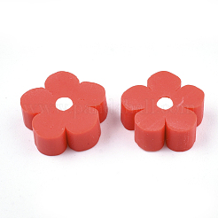 手作り樹脂クレイカボション  花  クリムゾン  15x14x6mm&nbsp;CLAY-S091-16E