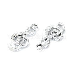 合金クリスタルラインストーンペンダント  音符チャーム  UVメッキ  プラチナ  23x11x3mm  穴：1.8mm&nbsp;ALRI-T012-02P