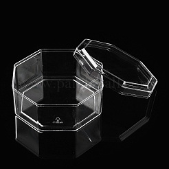 クリアプラスチックビーズ収納ケース  DIYアートクラフト用  ネイルダイヤ  ビーズ収納  八角形  透明  13x13x6.5cm&nbsp;CON-N013-04