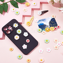 80個10スタイル不透明樹脂カボション  花  ミックスカラー  15~23x15~23x5~8mm  8個/スタイル&nbsp;CRES-SC0002-65
