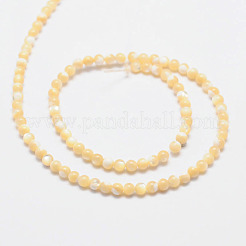 天然海シェルラウンドビーズ連売り  4mm  穴：1mm  約108個/連  15.5インチ&nbsp;SSHEL-M013-4mm-02