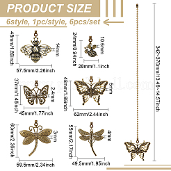6Pcs 6 Style Insect Theme Tibetan Style Alloy Ceiling Fan Pull Chain Extenders&nbsp;PALLOY-AB00232