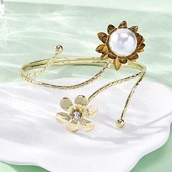 Lotus Alloy Arm Cuff Bangles for Girl Women&nbsp;AJEW-A063-01J-G