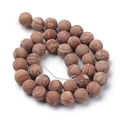 Natural Wood Lace Stone Wooden Jasper Round Bead Strands&nbsp;G-T055-8mm-06