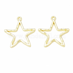 ラックメッキ合金星型空枠ペンダント  UVレジンDIY用  エポキシ樹脂  プレスジュエリー  カドミウムフリー＆ニッケルフリー＆鉛フリー  ライトゴールド  27x25.5x2mm  穴：2mm&nbsp;FIND-G052-26LG