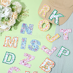 ポリエステル文字コンピューター刺繍布アイロン接着/縫い付けパッチ26枚  マスクと衣装のアクセサリー  アップリケ  a～zの文字  ミックスカラー  55~57x20~63x1mm&nbsp;DIY-GF0012-43