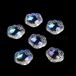 クリアガラスペンダント  長寿ロックチャーム  クリアAB  14x16x7mm  穴：1.2mm&nbsp;GLAA-D025-08N