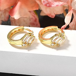 Brass Micro Pave Clear Cubic Zirconia Hoop Earrings&nbsp;EJEW-C126-12G