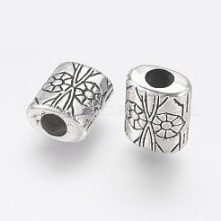 CCBプラスチックヨーロピアンビーズ  大穴ビーズ  長方形  プラチナ  14x11x7mm  穴：4.5mm&nbsp;CCB-J035-082P