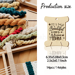 14 個 14 スタイル合板糸巻板  刺繍クロスステッチ縫製工芸用  言葉  63.1x50.2x3mm  穴：4mm  1個/スタイル&nbsp;WOOD-WH0060-05