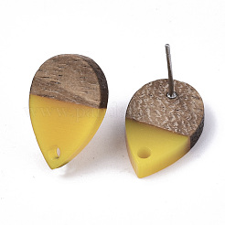 Resin & Walnut Wood Stud Earring Findings&nbsp;MAK-N032-002A-B06