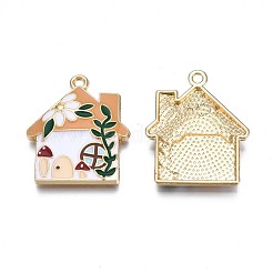 メッキ合金エナメルチャームラック  カドミウムフリー＆ニッケルフリー＆鉛フリー  ライトゴールド  ハウス  小麦  28.5x24x3.5mm  穴：1.8mm&nbsp;ENAM-N055-065