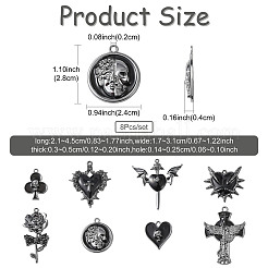 8個8スタイルの合金エナメルとラインストーンペンダント  混合図形  ブラック  21~45x17~31x3~5mm  穴：1.4~2.5mm  1個/スタイル&nbsp;ENAM-FS0004-33