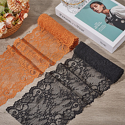 Flower Pattern Nylon & Spandex Lace Edge Trim Ribbon&nbsp;OCOR-WH20005-23B