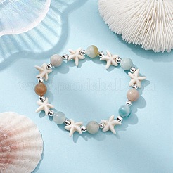 Natural & Synthetic Mixed Gemstone Beaded Stretch Bracelet&nbsp;BJEW-JB09516-02