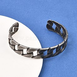 316 Surgical Stainless Steel Curb Chain Cuff Bangles&nbsp;BJEW-C125-08AS
