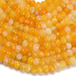 天然バンデットアゲートビーズ連売り  染め＆加熱  多面カット  ロンデル  きいろ  8x5.5mm  穴：1.2mm  約69個/連  15.16''（38.5センチメートル）&nbsp;G-Z111-A01-02