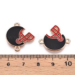 合金エナメルコネクター  鉛フリー＆カドミウムフリー  野球ヘルメット  ゴールドカラー  ブラック  22x20x2mm  穴：1.6mm&nbsp;ENAM-T020-56B