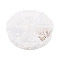 合金製カニカンと丸カンセット  銀色のメッキ  留め金：10~20.5x6~13x3.5~5.5mm  穴：1~2mm  約70個/箱  丸カン：6x1ミリ  約40~50個/箱&nbsp;PALLOY-X0004-S-B