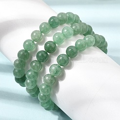 Natural Green Strawberry Quartz Round Beaded Stretch Bracelets for Women&nbsp;GG-CBA3F02-01