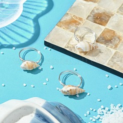Natural Spiral Shell Finger Rings&nbsp;RJEW-TA00172-02
