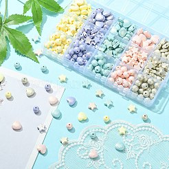 325個のスプレーはアクリルビーズを描いた  ラバー加工スタイル  混合図形  ミックスカラー  8~10.5x8~11.5x4~8mm  穴：1~1.5mm&nbsp;MACR-YW0002-55