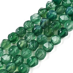 天然瑪瑙（染色・加熱）ビーズ連売り  ラウンド  多面カット  グリーン  5.5~6x5.5~6.5mm  穴：1mm  約60~62個/連  14.17~14.88''（36~37.2センチメートル）&nbsp;G-T138-221C