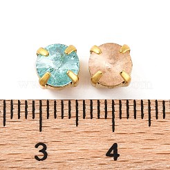 縫い付けラインストーン  ガラスクリスタルラインストーンマルチ連リンク  真鍮製爪付き台座付き  衣料品アクセサリー  多面カット  フラットラウンド  ゴールドカラー  6x6x5.5mm  穴：0.9mm&nbsp;EGLA-F162-16G-01