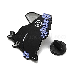 Crow with Flower Enamel Pins&nbsp;JEWB-K040-01B