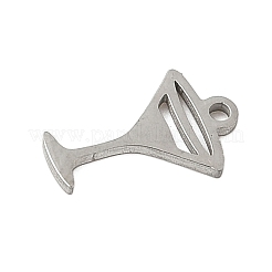 304ステンレススチールチャーム  ワイングラス  ステンレス鋼色  12x7.5x1mm  穴：1.2mm&nbsp;STAS-G355-05B-P