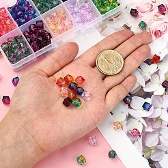 250個10色7.5x8x8トーン透明スプレー塗装アクリルビーズ  ポリゴン  ミックスカラー  1.8mm  穴：25mm  [1]個/カラー&nbsp;ACRP-CJ0001-03