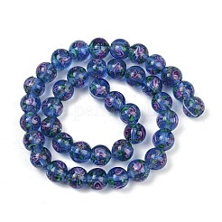 手作りの金砂ランプワークビーズ連売り  花の丸  コーンフラワーブルー  10mm  穴：1mm  約40個/連  14.96''（38センチメートル）&nbsp;LAMP-B028-03I-10mm