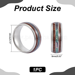 男性用201ステンレススチール指輪  ステンレス鋼色  8mm  内径：18mm&nbsp;RJEW-WH0012-27A-05