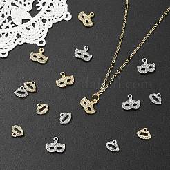 8pcs4スタイルアロイラインストーンペンダント  マスクと唇のチャーム  ミックスカラー  9~12x11~14x1.5~2mm  穴：1.5mm  2個/スタイル&nbsp;ALRI-YW0001-36