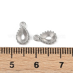304ステンレススチールペンダントカボションセッティング  洗練された  ティアドロップ  ステンレス鋼色  トレイ：6x4mm  9.5x5.5x2mm  穴：1.2mm&nbsp;STAS-G356-05P